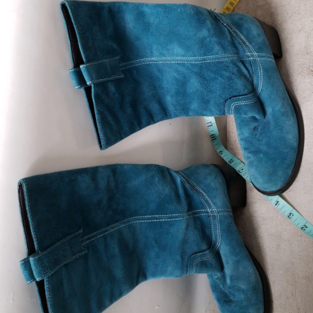 Blue suede boots